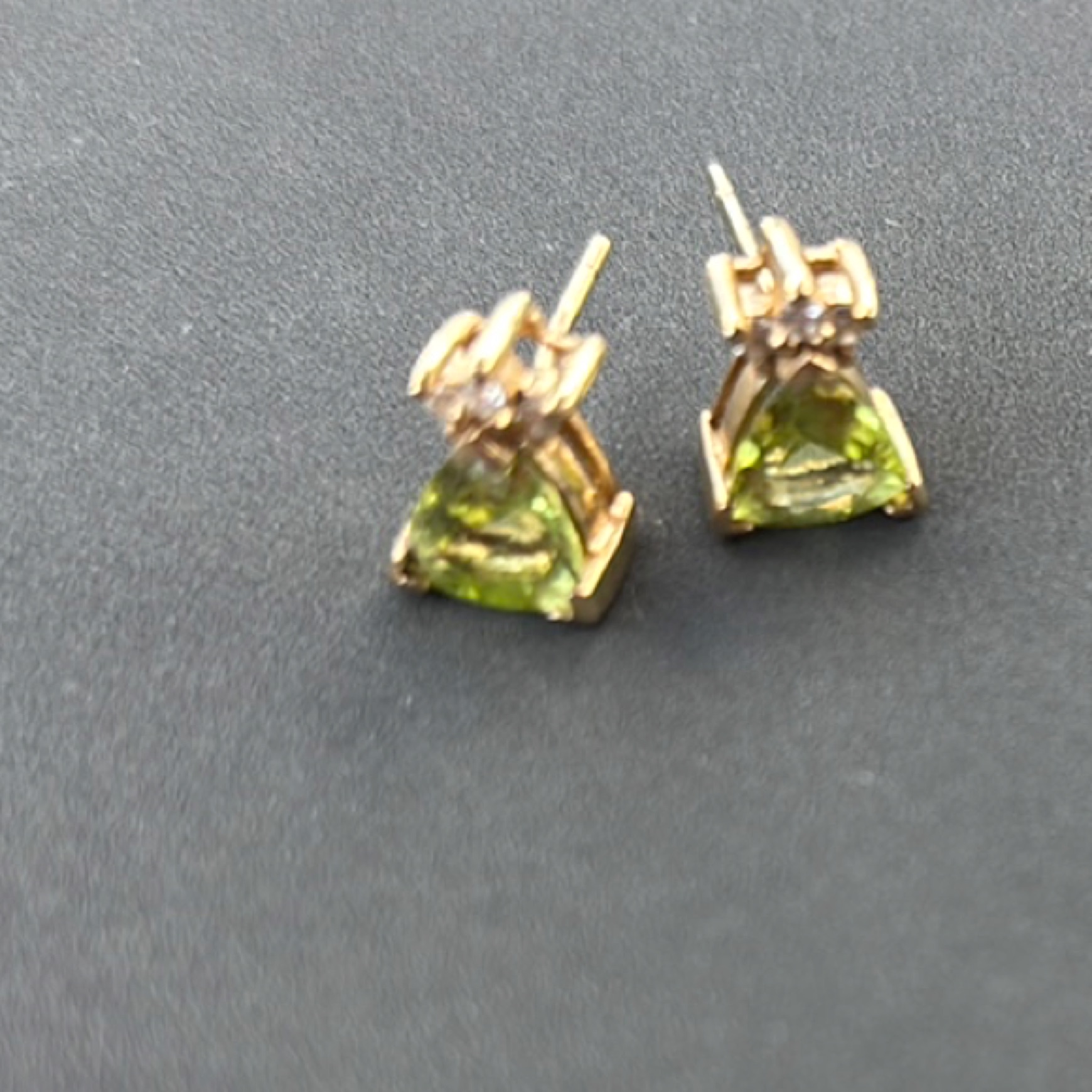 Elegant Gold And Green Stud Earrings